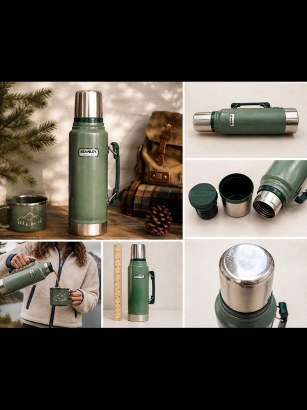 Stanley Classic Legendary Vacuum Bottle Hammertone Green Thermos Insulated